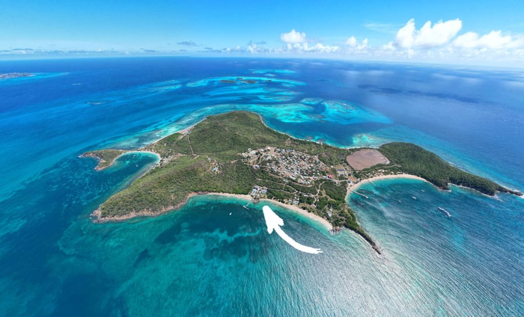 The Island of Mayreau in the south Caribbean