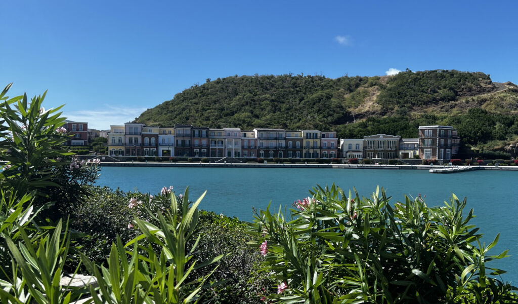 Tropical coastline and turquoise waters of Canouan Island